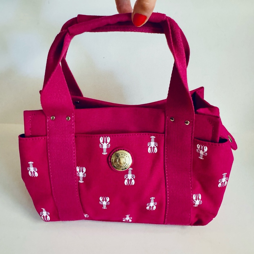 Beachy Tommy Hilfiger pink canvas mini bag with adorable lobster print.